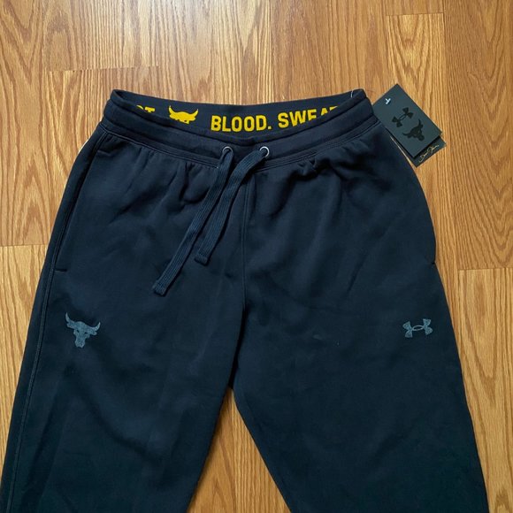 Under Armour Man Size 1369936 001 Project Rock Charged Cotton Fleece Pants Black - Picture 3 of 5